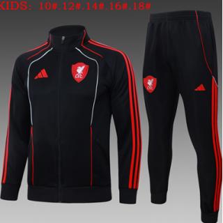Chándal Liverpool 2025/26 (Black Long Zipper) - NIÑOS
